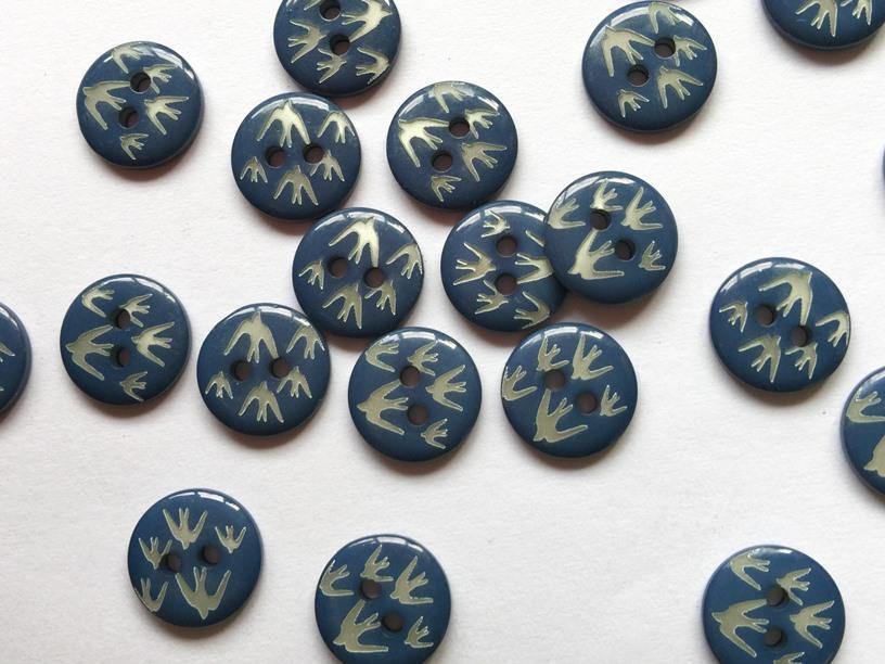 12mm - Blue with White Swallows