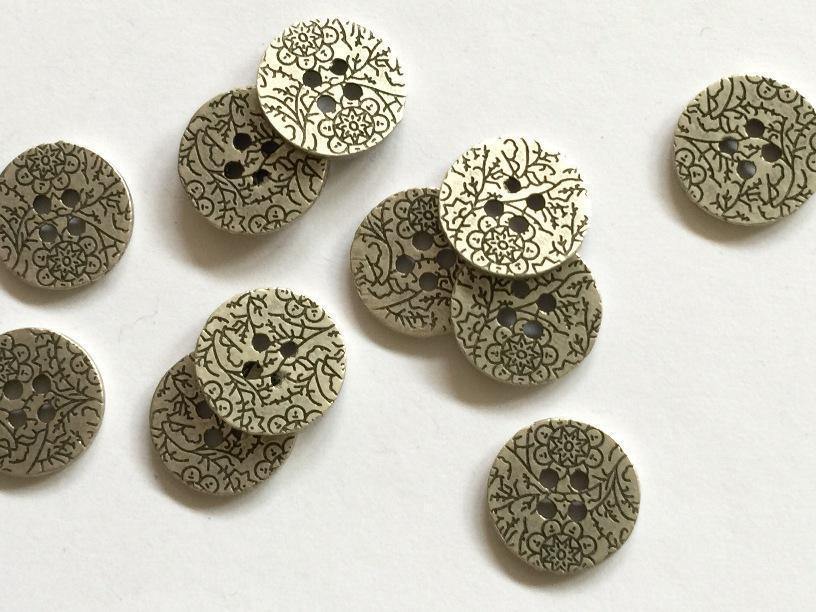 15mm - Zinc with Black Floral Pattern
