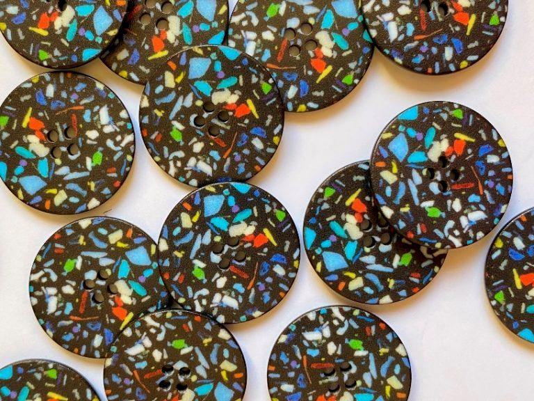 22mm Black with Speckles / Terrazzo Buttons