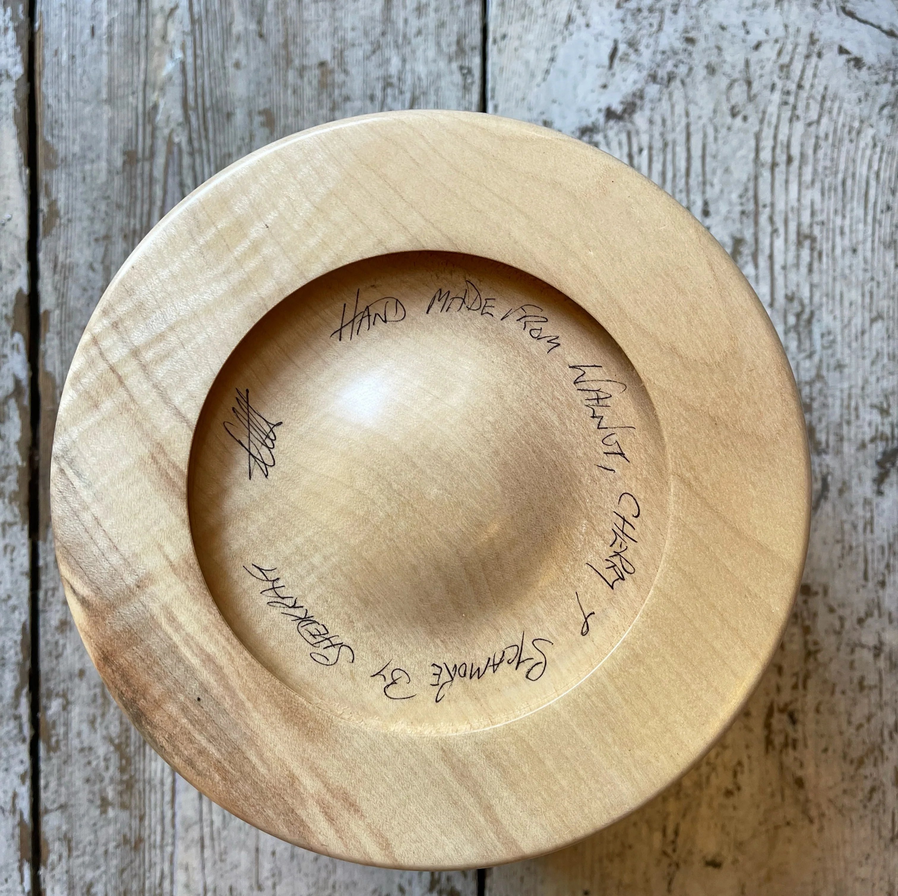 Hand Turned Yarn Bowl - Walnut, Cherry & Sycamore - Image 5