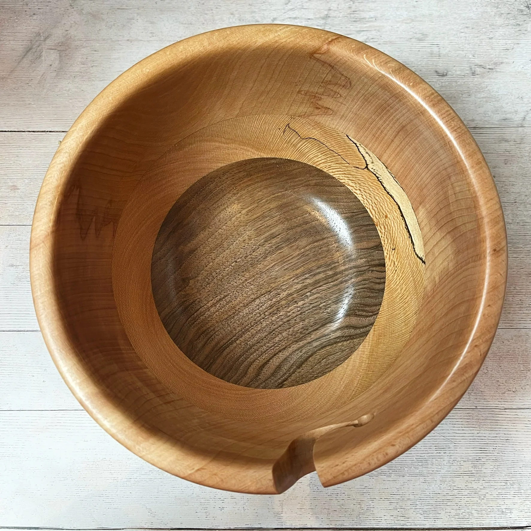 Hand Turned Yarn Bowl - Beech, London Plain & Walnut