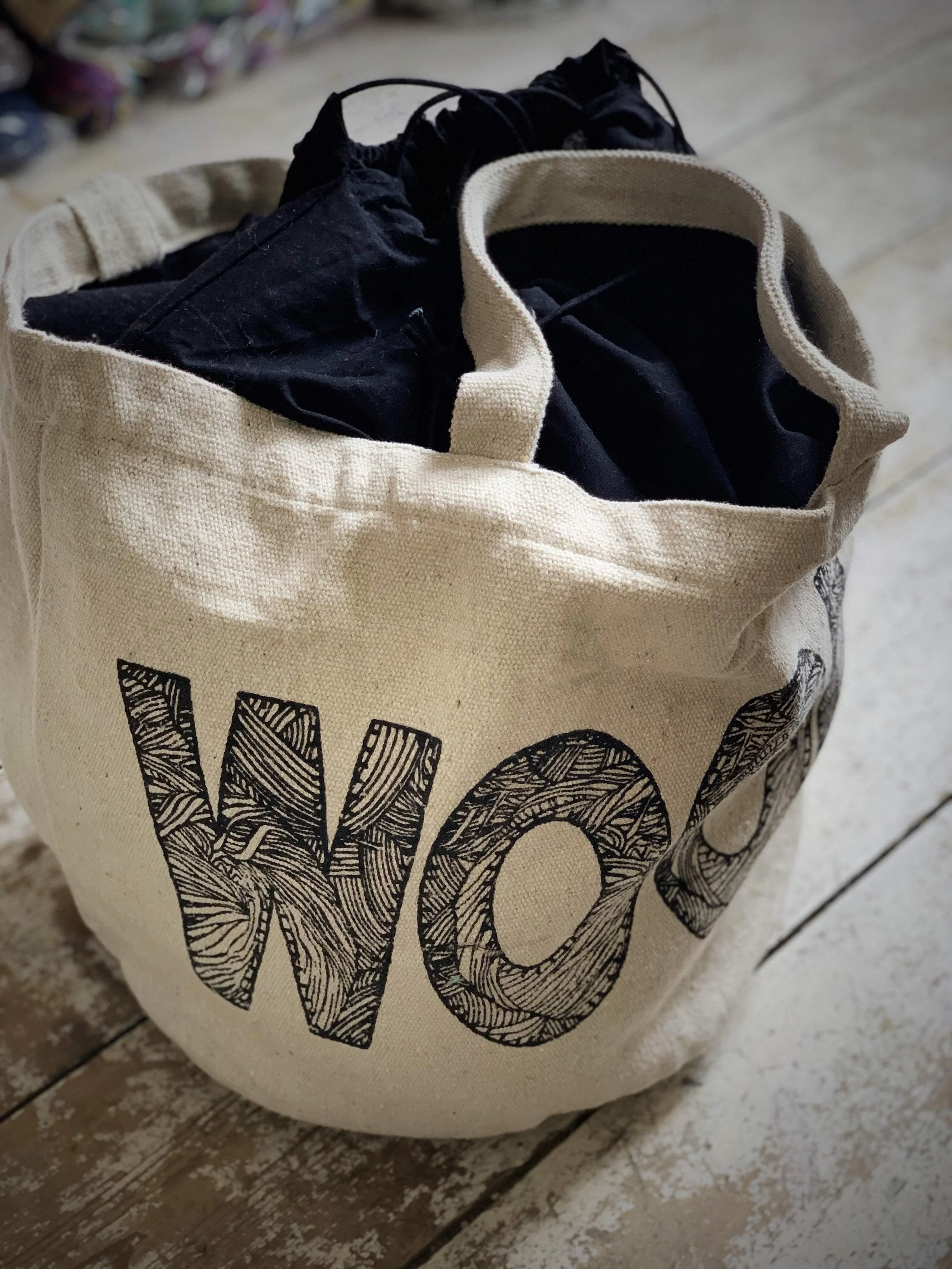 "Wool" Fabric Bucket Bag - Image 9